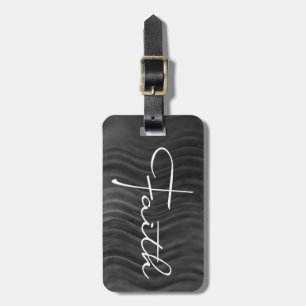Faith Typography Christian Black and White Modern Luggage Tag