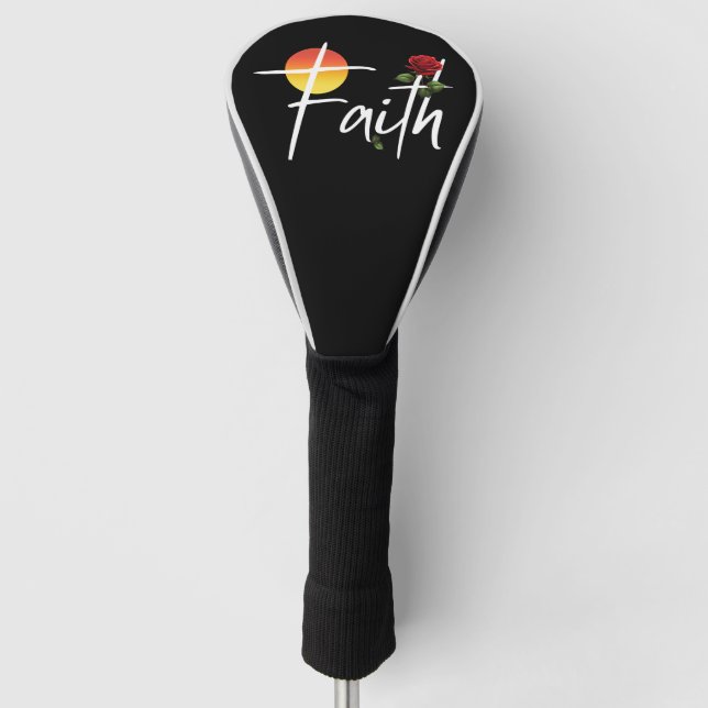 Faith Typography With Roses Golf Head Cover (Front)