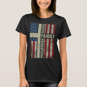 Faith Us Flag Christian Religious God Jesus Men Wo T-Shirt