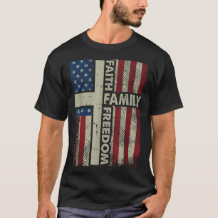 Faith Us Flag Christian Religious God Jesus Men Wo T-Shirt