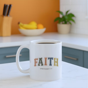 Faith Varsity Style Text Ephesians 2:18 Coffee Mug