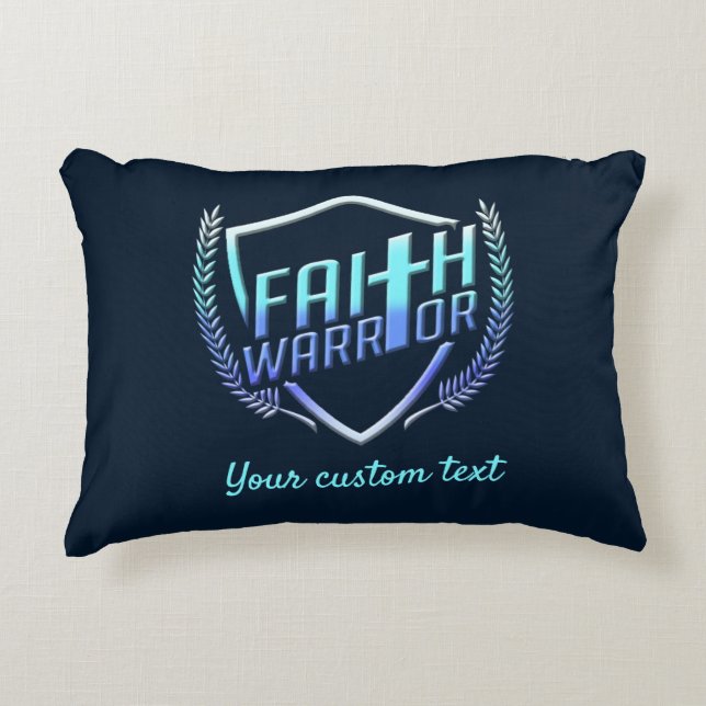 Faith Warrior Christian Blue Purple Ombre Accent Pillow (Front)