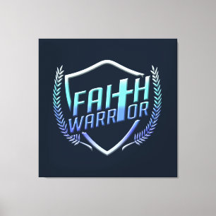 Faith Warrior Christian Blue Purple Ombre Canvas Print