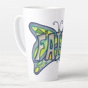 Faith Word Art Blue Butterfly Wings Latte Mug Cup