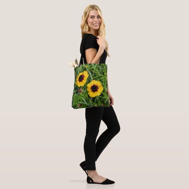 Faith Yellow Wildflower Tote Psalm Bag (On Model)