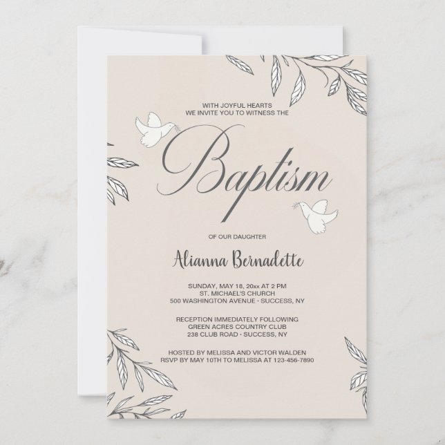 Faithful Botanical Religious Invitation (Front)