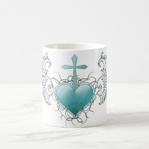 Faithful Crystal Blue Heart Coffee Mug
