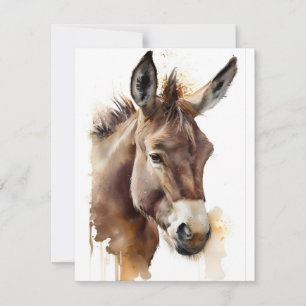 Faithful Friend Donkey In Watercolors Holiday Card