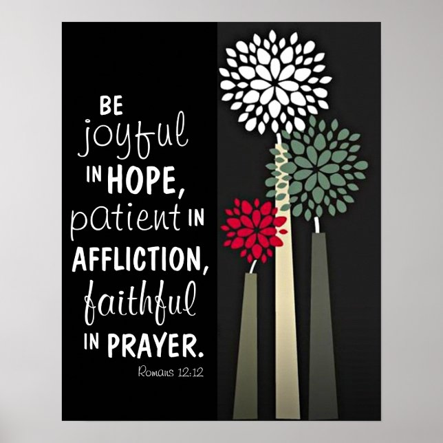 Faithful in prayer bible verse Romans 12:12 Poster (Front)