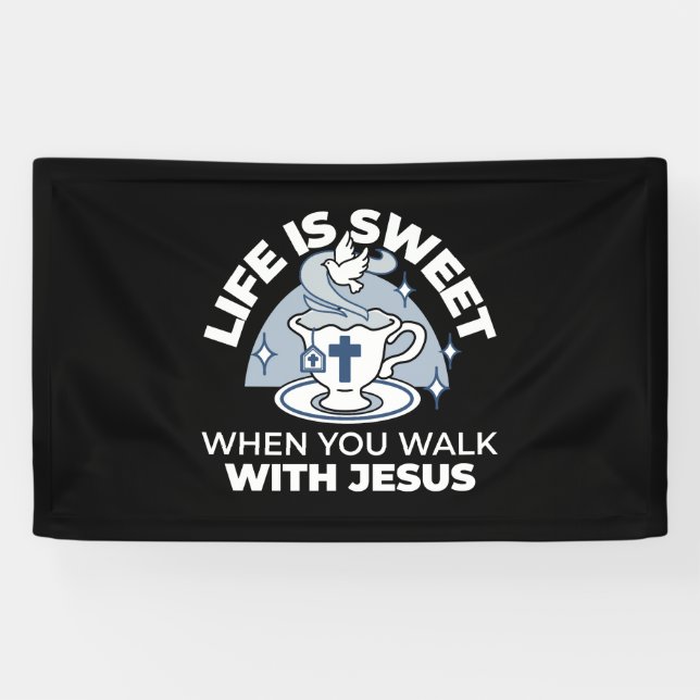 Faithful Living Art – Teacup with Cross and Dove  Banner (Horizontal)