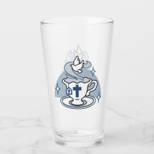 Faithful Living Art – Teacup with Cross and Dove  Glass