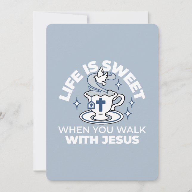 Faithful Living Art – Teacup with Cross and Dove  Holiday Card (Front)