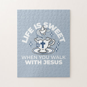 Faithful Living Art – Teacup with Cross and Dove  Jigsaw Puzzle