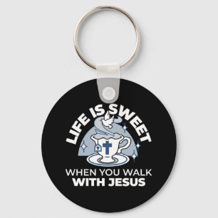 Faithful Living Art – Teacup with Cross and Dove  Keychain