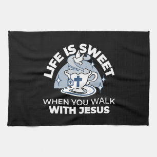 Faithful Living Art – Teacup with Cross and Dove Kitchen Towel