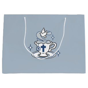 Faithful Living Art – Teacup with Cross and Dove  Large Gift Bag