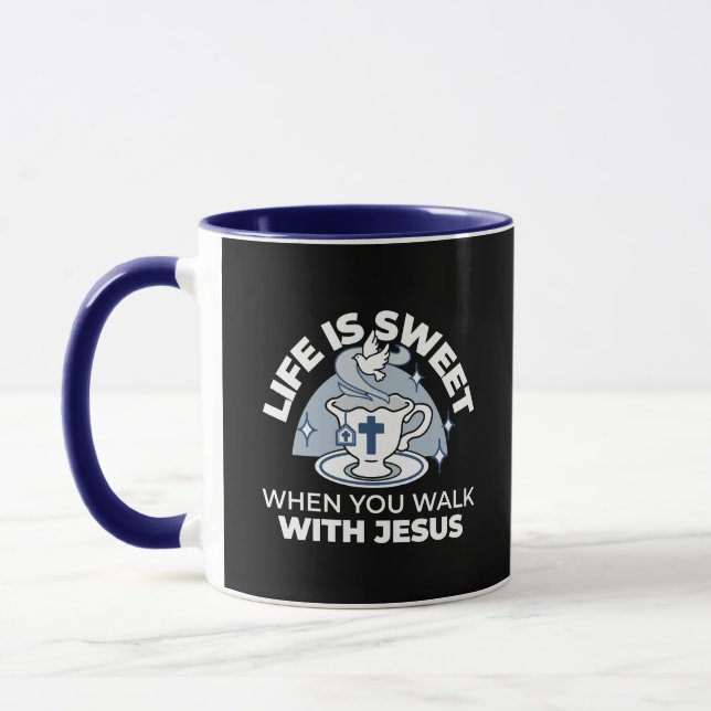 Faithful Living Art – Teacup with Cross and Dove  Mug (Left)