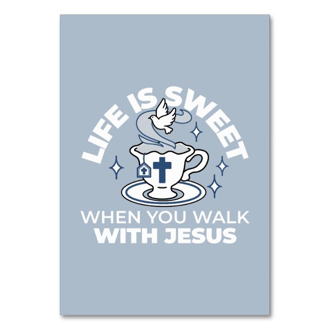 Faithful Living Art – Teacup with Cross and Dove  Table Number (Front)