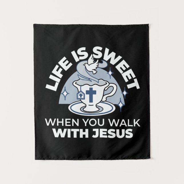 Faithful Living Art – Teacup with Cross and Dove  Tapestry (Front)