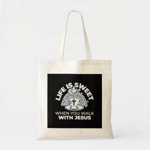 Faithful Living Art – Teacup with Cross and Dove  Tote Bag