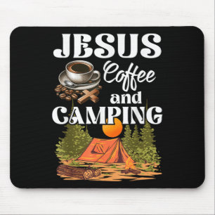 Faithful Outdoor Enthusiast Jesus Coffee And Campi Mouse Pad