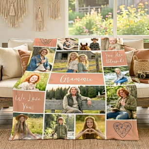 Faithful Roots 12 Photo Grammie Estate Coral Fleece Blanket