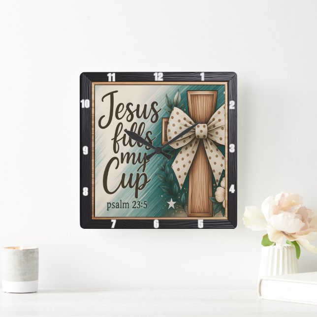 Faithful Scripture Cross  Square Wall Clock (Home)