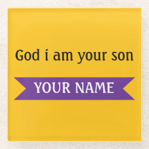 Faithful Son – Custom Name Inspirational Design Glass Coaster