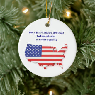 Faithful Steward of USA - Round  Ceramic Ornament