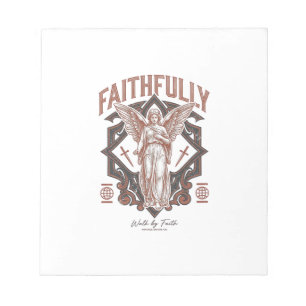 Faithfully Angel Vintage Engraving Christian T-Shi Notepad