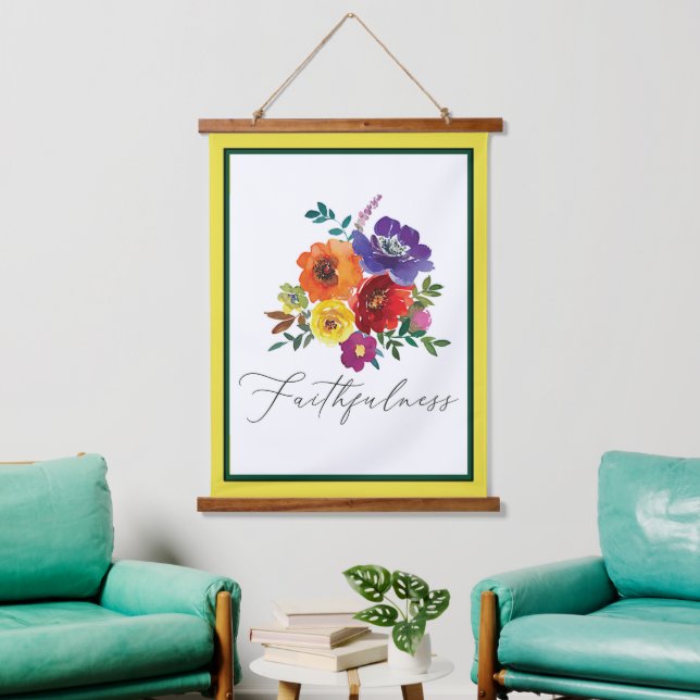 Faithfulness multi colour floral  hanging tapestry (Living Room)
