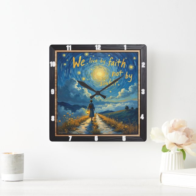 Faith's Journey: Beyond What's Seen Square Wall Clock (Home)