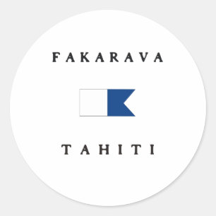 Fakarava Tahiti Alpha Dive Flag Classic Round Sticker
