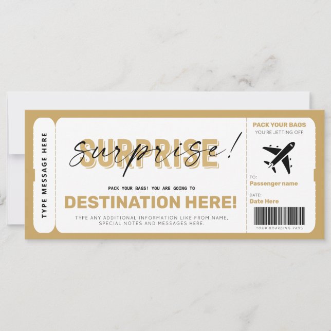 Fake Airplane Ticket Surprise Boarding Pass (Front)