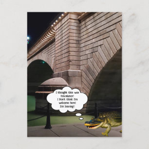 (Fake) Alligator swimming by the London Bridge  Postcard