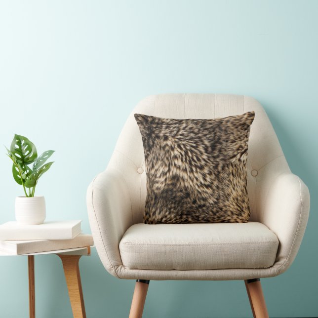 Fake Brown Fur Throw Pillow (Chair)