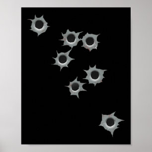 Fake Bullet Hole Funny Costume Graphic Design Poster