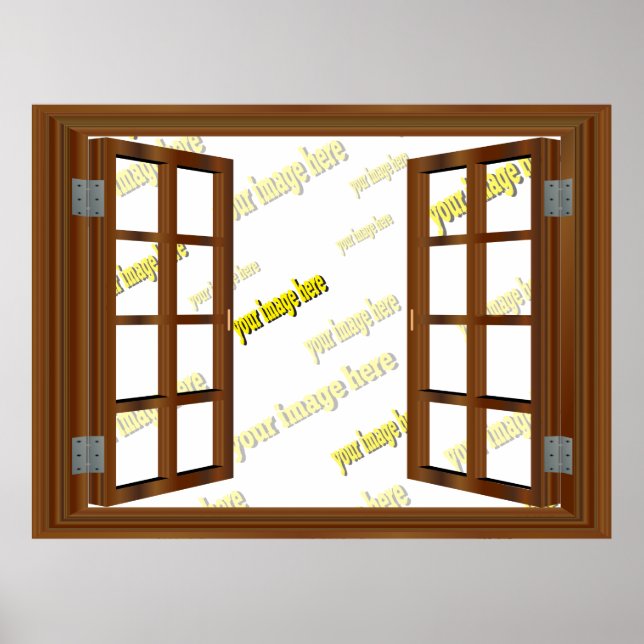 Fake Cherry Redwood Frame  Faux Window View Poster (Front)