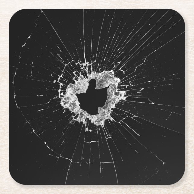 Fake Cracked Broken Design – Funny Theft Deterrent Square Paper Coaster (Front)
