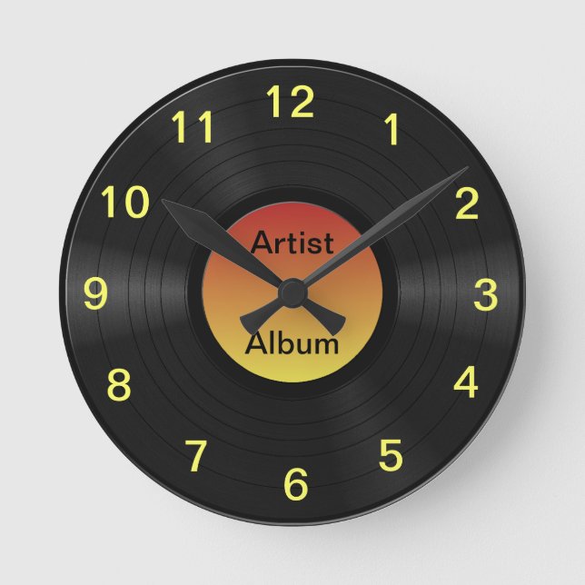 Fake Custom Vinyl Record Round Clock (Front)