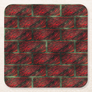 Fake exposed brick wall or tiles simulating it? square paper coaster