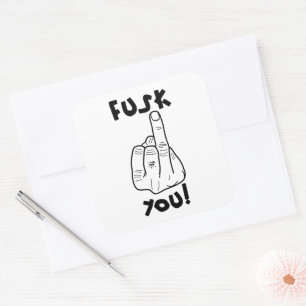 Fake f-bomb & fake middle finger joke square sticker