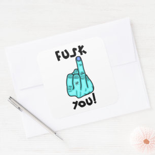Fake f-bomb & fake middle finger joke v2.2 square sticker