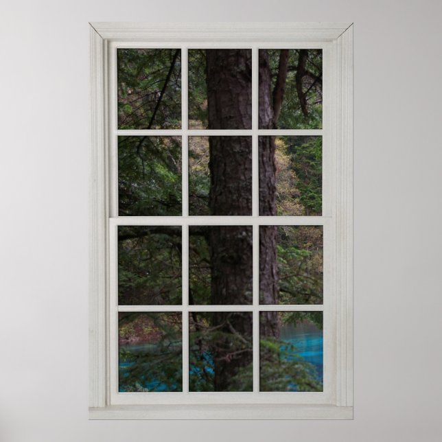 Fake Faux Window Illusion - Large Tree with Water  Poster (Front)