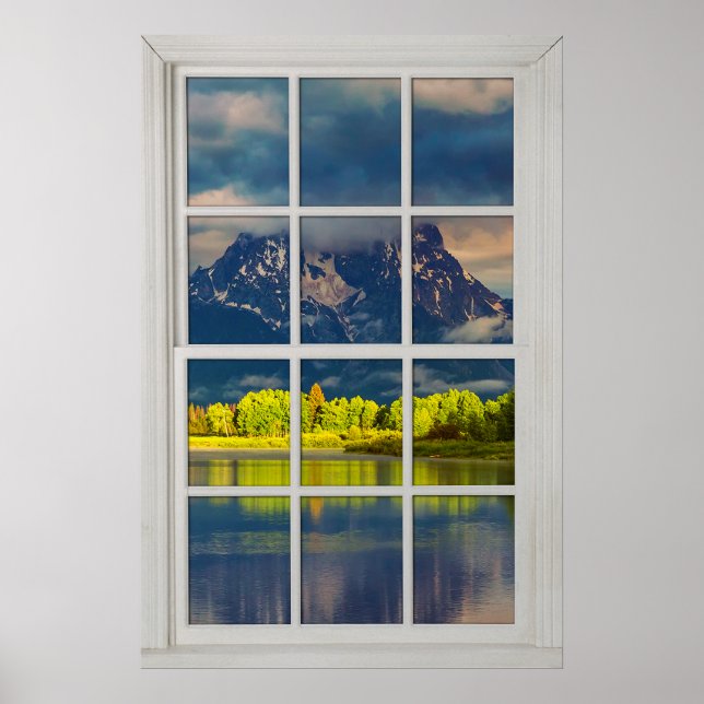 Fake Faux Window Illusion - Sunny Mountain View  Poster (Front)