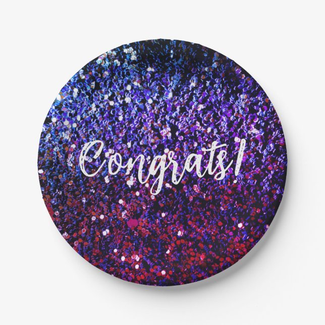 Fake Glitter and Your Congratulations Paper Plate (Front)