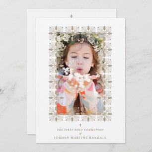 Fake Gold Effect Fancy Ornament Lace Effect Modern Invitation