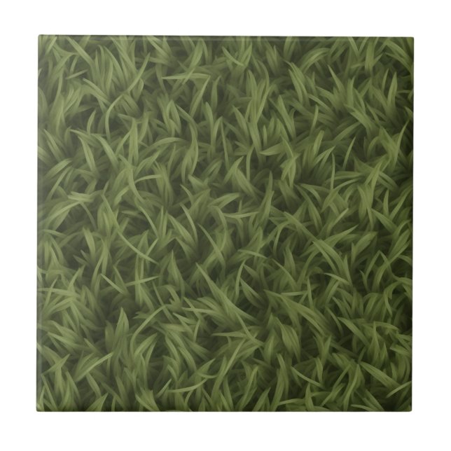 Fake Grass Artificial Faux Grass Dark Green Tile (Front)
