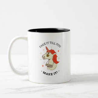 Fake it till you make it featuring fantasy charact Two-Tone coffee mug