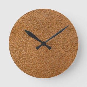 fake leather look round clock